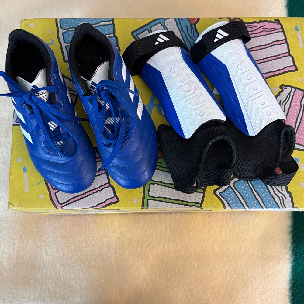 Adidas Cleats with Matching Shin Guards